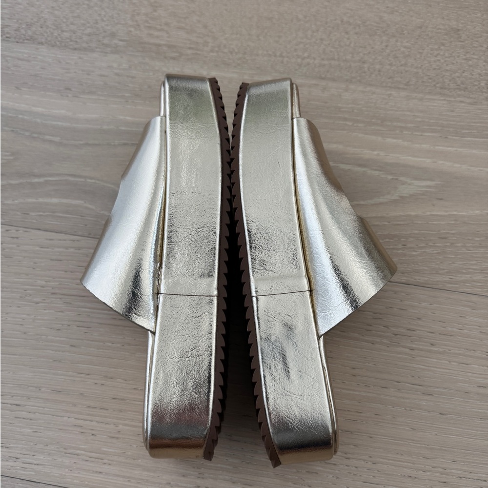 Metallic Gold Platform Sandals - Picture 2 of 5